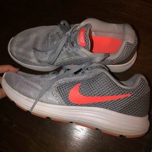Coral & Gray Nike Running Shoes